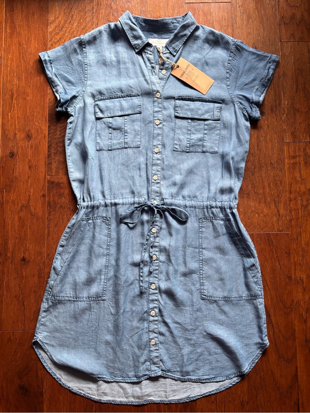 Thread & Supply Denim Utility Button Down Shirt Dress | Size L - Picture 11 of 12